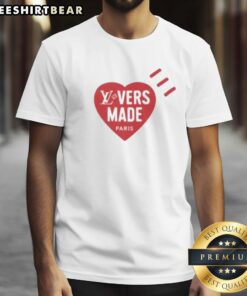 Premium LV Lovers Made Paris Heart T-Shirt featuring a stylish heart design, perfect for fashion enthusiasts.