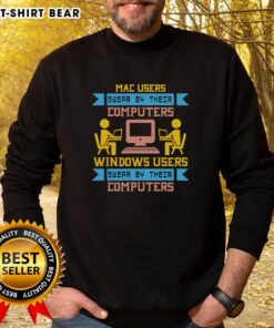 Premium Mac users and Windows users sweatshirt featuring a playful design celebrating computer loyalty.