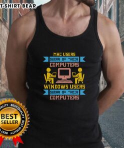 Premium Mac Users vs. Windows Users tank top design showcasing humor about computer loyalty and user preferences.