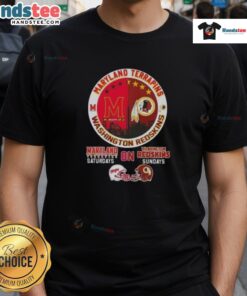 Premium Maryland Terrapins Skyline T-Shirt for Saturdays and Washington Redskins Sundays, featuring vibrant team graphics.