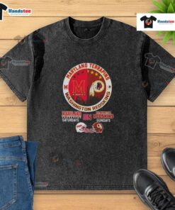 Premium Maryland Terrapins Saturdays on Washington Redskins Sundays Skyline Washed T-Shirt in vibrant colors.
