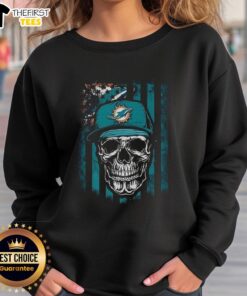 Premium Miami Dolphins NFL Skull American Flag sweatshirt for football lovers, showcasing team spirit and style.