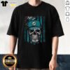 Alt Text: Premium Miami Dolphins NFL Skull American Flag T-Shirt for football lovers, showcasing a bold design and vibrant colors.