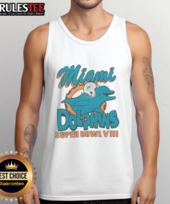 Premium Miami Dolphins Super Bowl tank top featuring team logo and vibrant colors, perfect for game day attire.