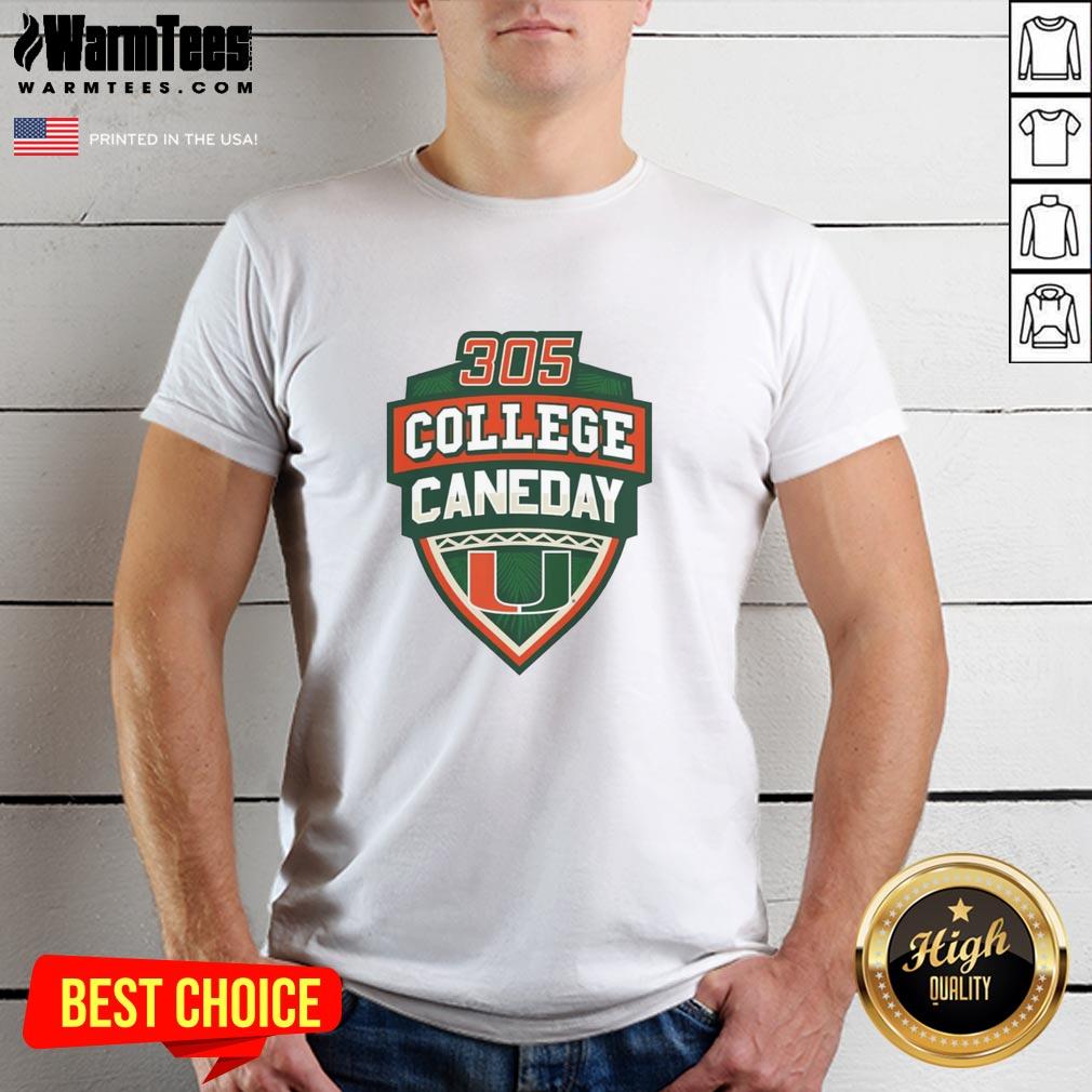 premium-miami-hurricanes-football-305-college-caneday-t-shirt Alt Text: Premium Miami Hurricanes Football 305 Caneday T-Shirt featuring vibrant team colors and logo for fans.
