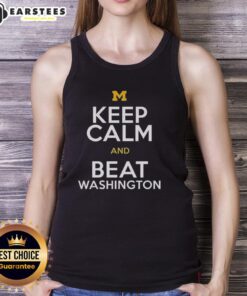 Premium Michigan Wolverines Keep Calm and Beat Washington tank top in maize and blue, perfect for game day attire.