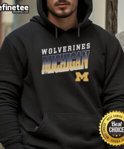 Premium Michigan Wolverines polished hoodie in navy blue, showcasing team logo and stylish design for fans.