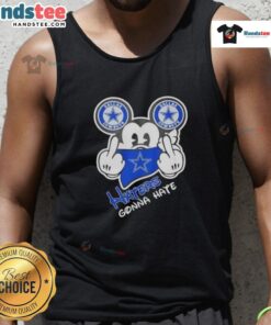 Premium Mickey X Dallas Cowboys 'Haters Gonna Hate' tank top featuring vibrant graphics and stylish design for fans.