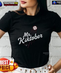 Alt Text: Premium Mr. Kiktober Los Angeles Dodgers Baseball tee for ladies, showcasing team spirit and stylish design for fans.