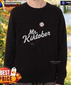 Alt Text: Premium Mr. Kiktober Los Angeles Dodgers baseball sweatshirt featuring a stylish design for the clutch season.