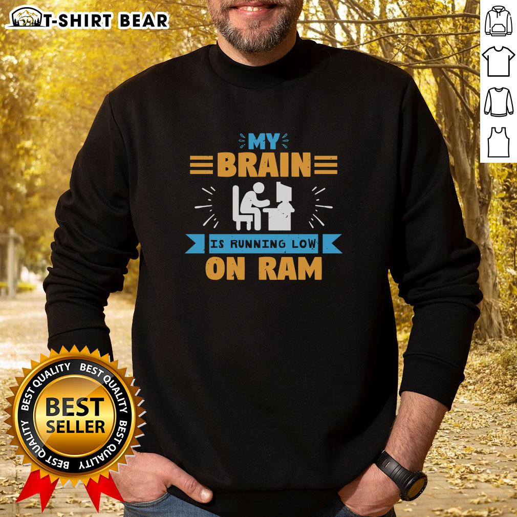 Premium My Brain Is Running Low On Ram Sweatshirt Premium 'My Brain Is Running Low On RAM' sweatshirt in cozy fabric, perfect for tech lovers and casual wear.