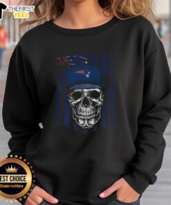 Premium New England Patriots NFL Skull American Flag sweatshirt for football lovers, perfect for game day and casual wear.