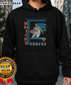 Alt Text: Premium New York Knicks trading card featuring Jalen Brunson, displayed on a stylish hoodie. Perfect for fans!