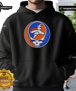 Premium NFL Denver Broncos Grateful Dead Stealie Hoodie featuring vibrant graphics and a cozy fit for fans.