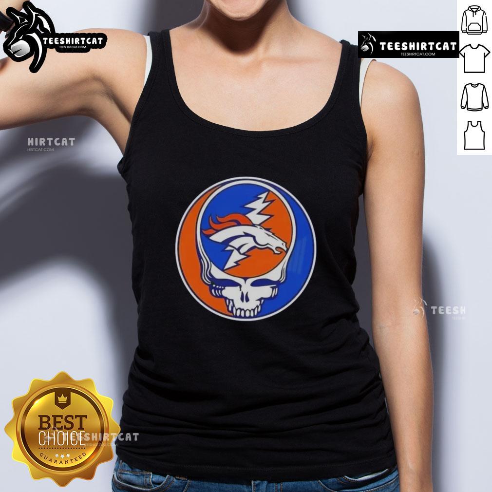 Premium Nfl Denver Broncos Grateful Dead Stealie Tank Top Alt Text: Premium NFL Denver Broncos Grateful Dead Stealie tank top featuring iconic logo and vibrant colors for fans.