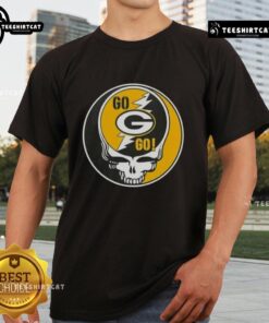 Premium NFL Green Bay Packers Grateful Dead Stealie T-Shirt featuring vibrant graphics and a unique blend of fandom.