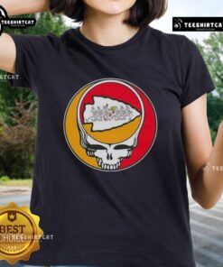 Premium NFL Kansas City Chiefs Grateful Dead Stealie ladies tee featuring vibrant design and comfortable fit.