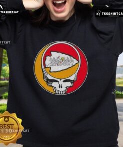 Alt Text: Premium NFL Kansas City Chiefs Grateful Dead Stealie Sweatshirt featuring vibrant graphics and cozy fabric.