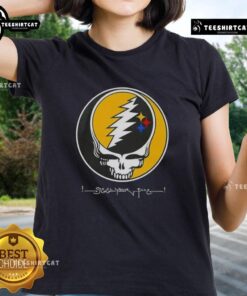 Premium NFL Pittsburgh Steelers Grateful Dead Stealie ladies tee featuring vibrant graphics and comfortable fit.
