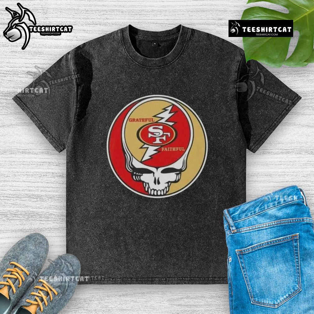 Premium Nfl San Francisco 49Ers Niners Grateful Dead Stealie Washed T Shirt Premium NFL San Francisco 49ers Grateful Dead Stealie Washed T-Shirt featuring iconic graphics and soft fabric.