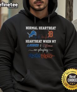 Premium Normal Heartbeat And Heartbeat When My Detroit Lions And Tigers Are Playing T-Shirt - Image 2