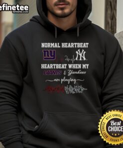 Premium Normal Heartbeat And Heartbeat When My New York Giants And New York Yankees Are Playing T-Shirt - Image 2