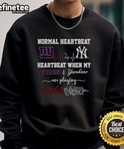 Premium Normal Heartbeat And Heartbeat When My New York Giants And New York Yankees Are Playing T-Shirt - Image 5