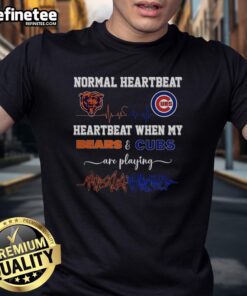 Premium T-shirt showing normal heartbeat and heartbeat during 49ers and Giants games, perfect for sports fans.