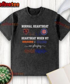 Premium washed t-shirt featuring heartbeat design for San Francisco 49ers and Giants fans, perfect for game day.