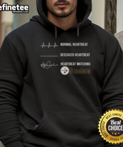 Alt Text: Premium Pittsburgh Steelers hoodie featuring normal and deceased heartbeat designs for fans.