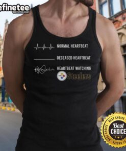 Premium Pittsburgh Steelers tank top featuring normal and deceased heartbeat graphics for fans and fitness enthusiasts.