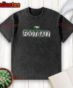 Premium North Dakota Fighting Hawks football logo washed t-shirt in green, showcasing team spirit and stylish comfort.