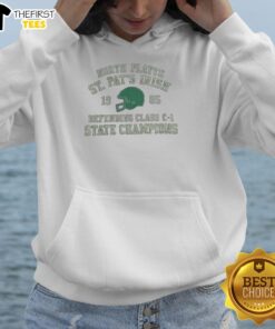 Premium North Platte St. Pats Irish Defending Class C-1 State Champions Hoodie featuring vibrant team colors and logo.