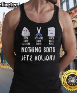 Premium Nothing Beats Jet 2 Holiday tank top featuring rock-paper-scissors design, perfect for summer fun.