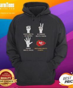 Premium Kansas City Chiefs Rock Beats Scissors Hoodie featuring bold graphics and comfortable fit for fans.