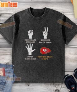 Alt Text: Premium Kansas City Chiefs Rock Beats Scissors Washed T-Shirt featuring bold graphics and soft fabric for fans.