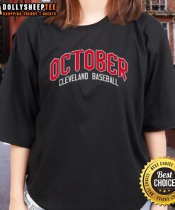 Premium October Cleveland Guardians Baseball Postseason 2025 Ladies Tee featuring team logo and stylish design.