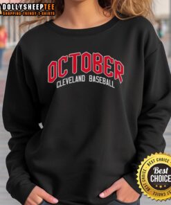Alt Text: Premium October Cleveland Guardians Baseball Postseason 2025 sweatshirt featuring team logo and stylish design.