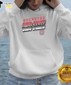 Premium Ohio State Buckeyes polished hoodie in scarlet and gray, perfect for game day or casual wear.