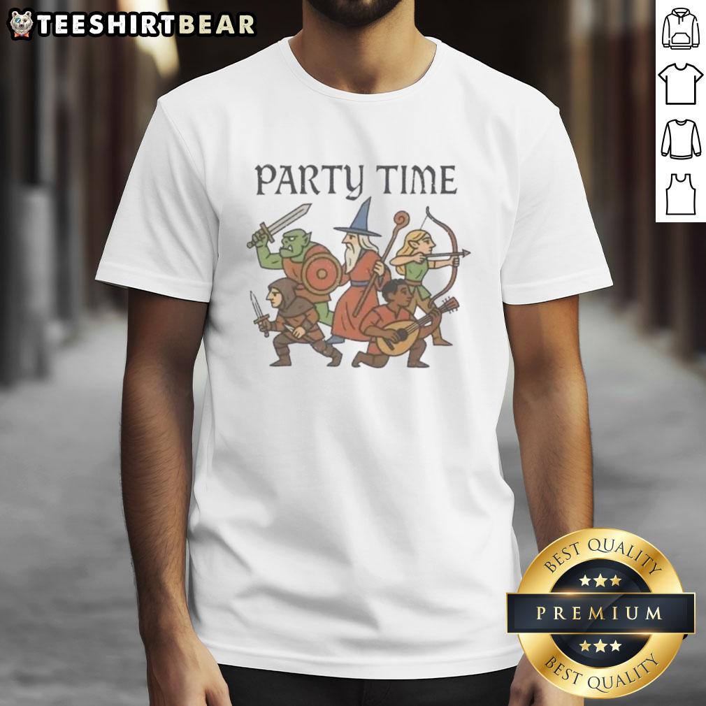 Premium Party Time Adventurers Wizard T Shirt Premium Party Time Adventurers Wizard T-Shirt featuring a vibrant wizard graphic, perfect for fantasy fans and partygoers.