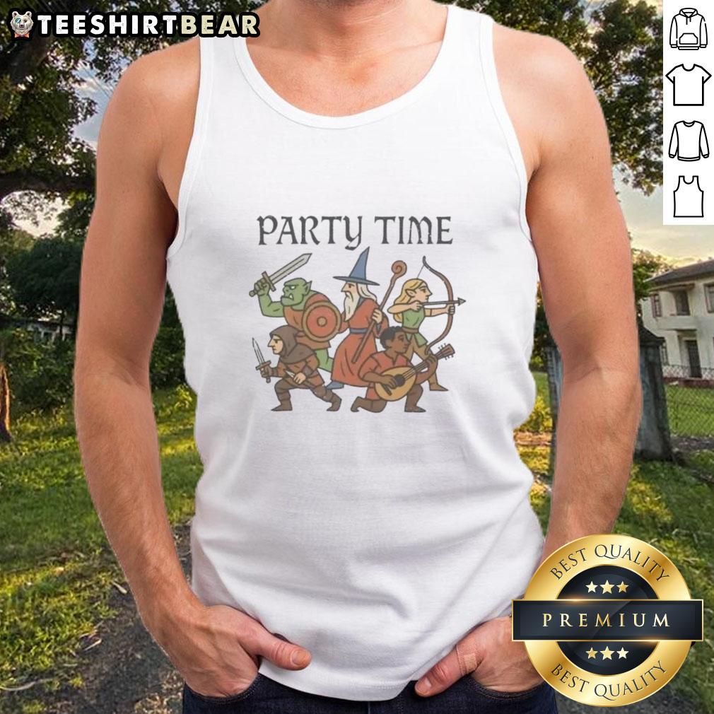 Premium Party Time Adventurers Wizard Tank Top Premium Party Time Adventurers Wizard Tank Top featuring a colorful wizard graphic, perfect for fantasy-themed events.