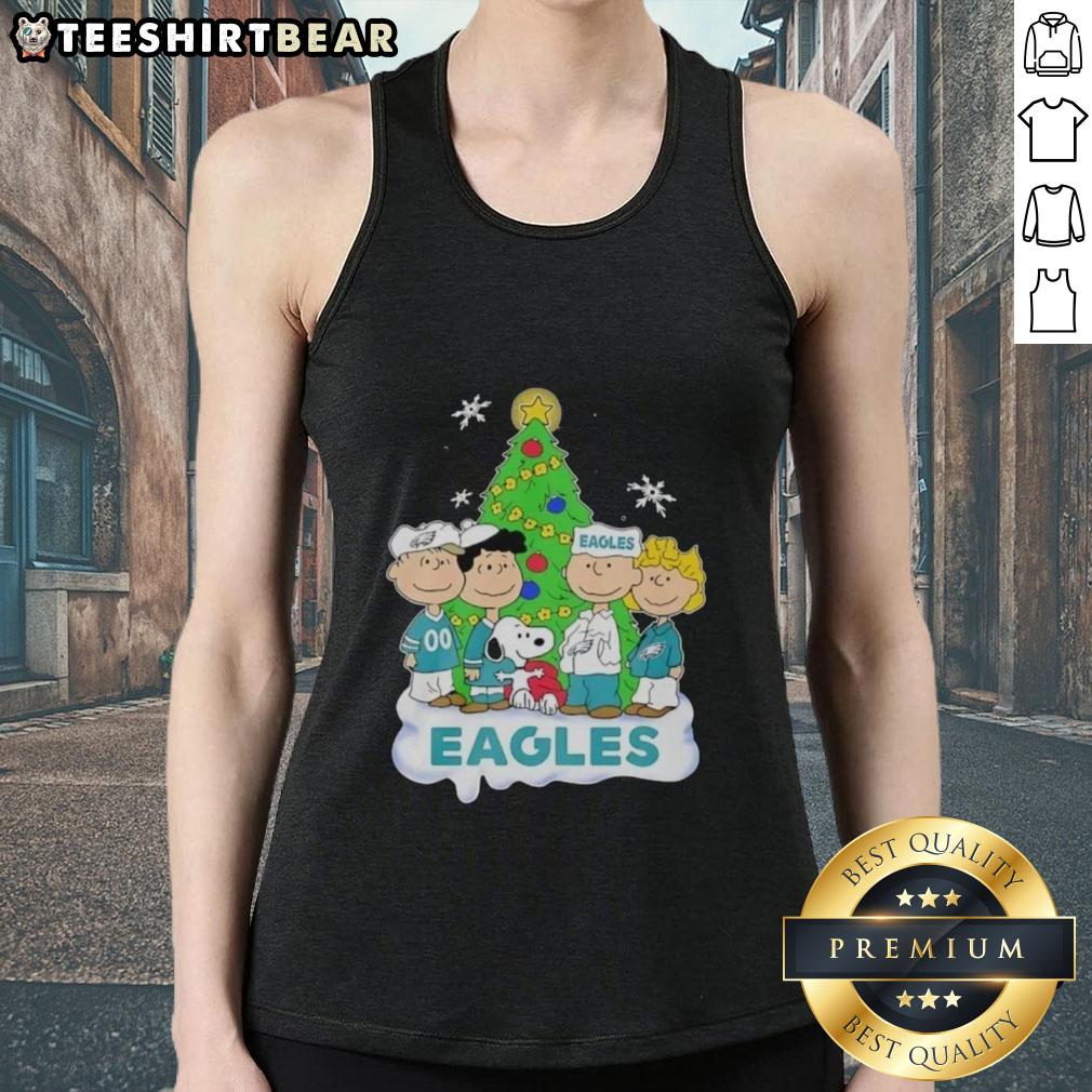 Premium Peanuts Characters X Philadelphia Eagles Chrismas Tank Top Premium Peanuts characters Christmas tank top featuring Philadelphia Eagles design, perfect for festive sports fans.