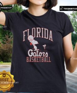 Premium Peanuts Snoopy X Florida Gators basketball ladies tee featuring vibrant colors and a playful design.