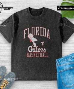 Premium Peanuts Snoopy X Florida Gators basketball washed T-shirt featuring vibrant graphics and a comfortable fit.