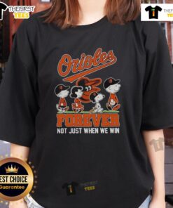 Premium Peanuts X Baltimore Orioles Forever tee for ladies, celebrating team spirit beyond just winning games.