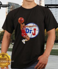 Premium Philadelphia 76ers Dr. J Dunk T-Shirt featuring a classic design for basketball fans and collectors.