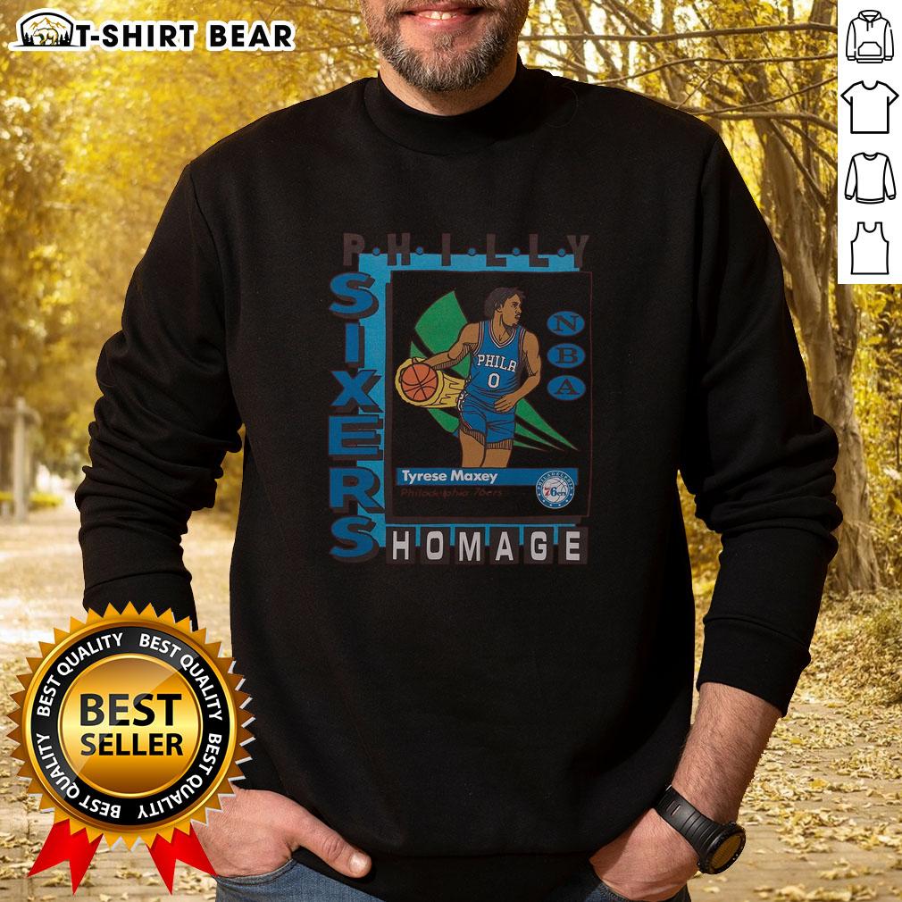 Premium Philadelphia 76Ers Trading Card Tyrese Maxey Sweatshirt Premium Philadelphia 76ers trading card sweatshirt featuring Tyrese Maxey, perfect for fans and collectors.
