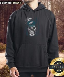 Premium Philadelphia Eagles NFL Skull American Flag Hoodie for football lovers, showcasing team spirit and style.