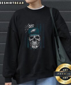Premium Philadelphia Eagles NFL Skull American Flag sweatshirt for football lovers, showcasing team spirit and style.