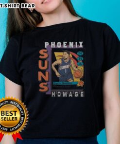Premium Phoenix Suns trading card featuring Devin Booker on a stylish ladies tee, perfect for fans and collectors.